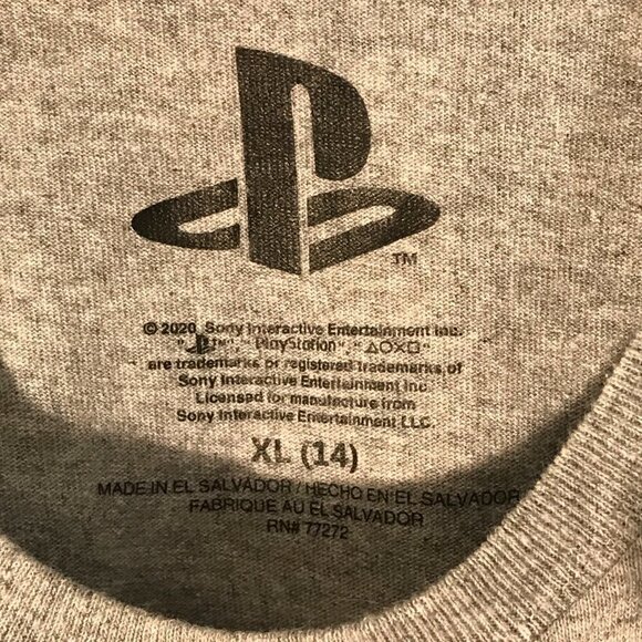Sony Playstation Video Game Controller Gamer Gray Short Sleeve Tee T Shirt Youth - Picture 4 of 6